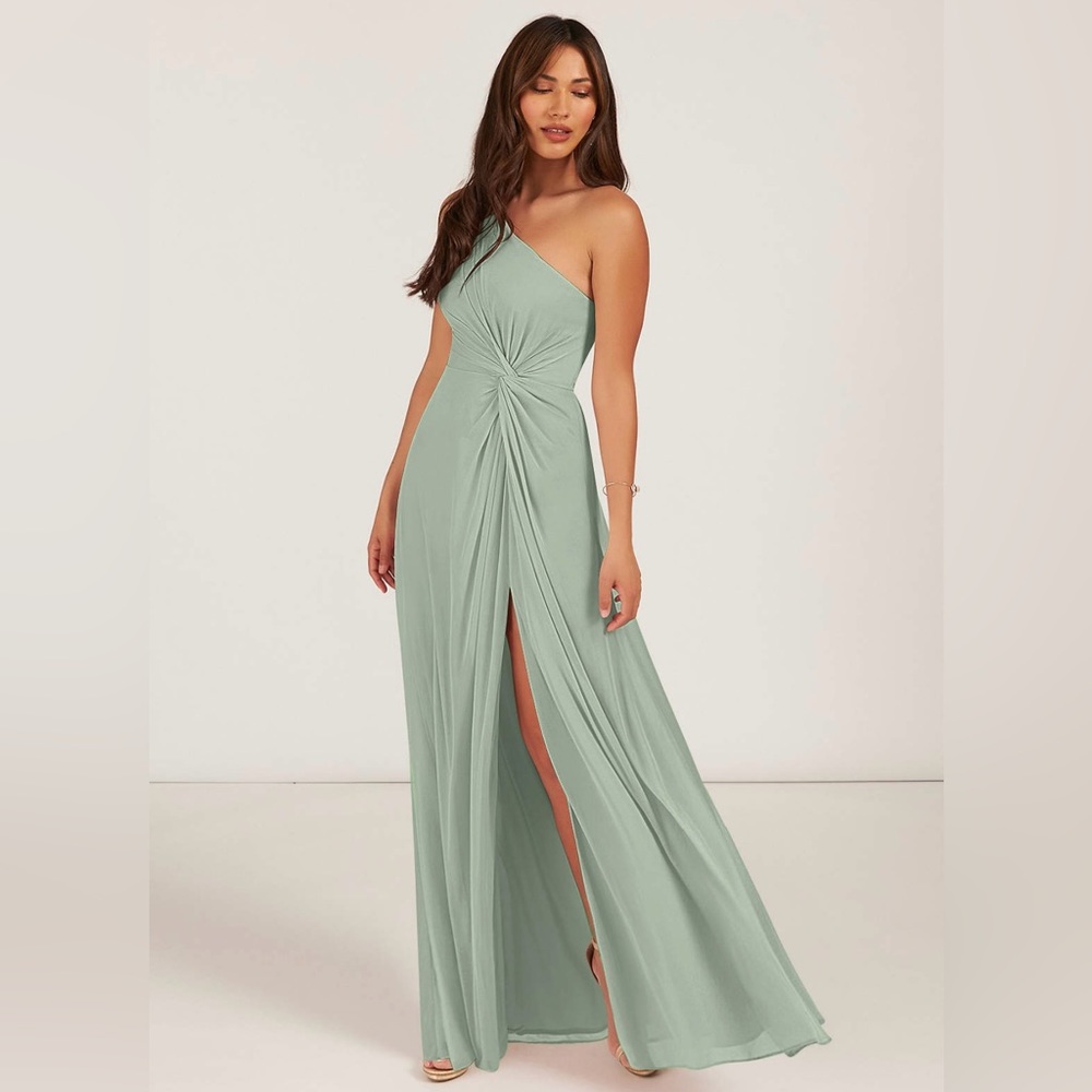 A-Line One Shoulder Floor-Length Dress
